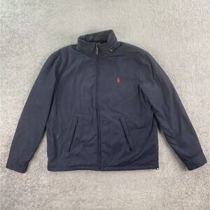 Vintage Polo Ralph Lauren Jacket Men Large Blue Fleece Lined Pony Logo Bomber